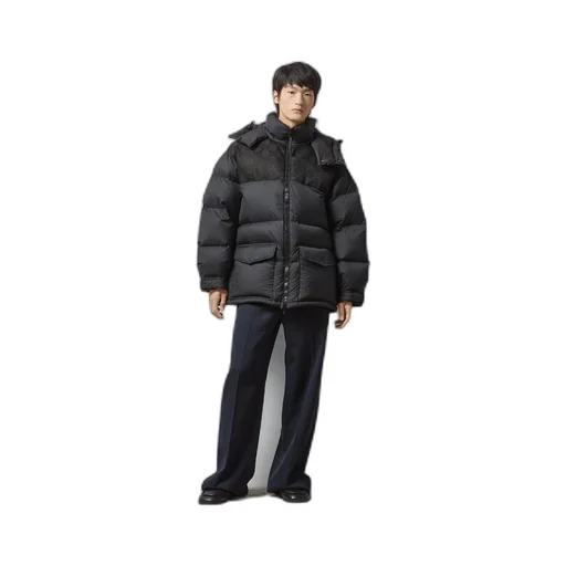 Nylon down jacket with GG inserts
