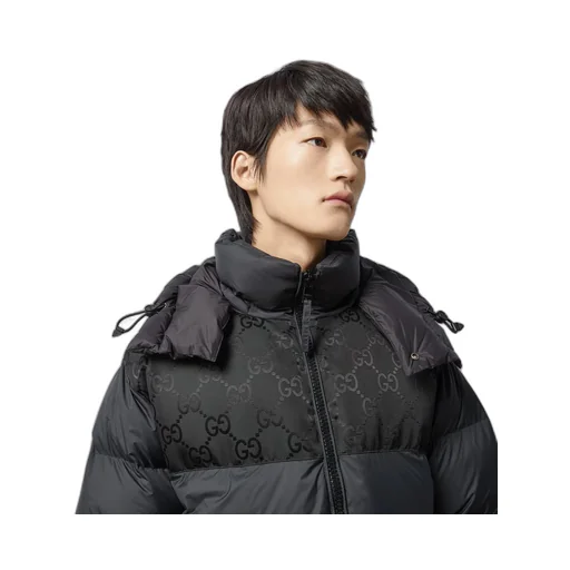 Nylon down jacket with GG inserts