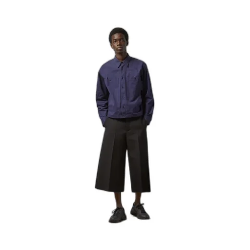 Cotton canvas shirt with label