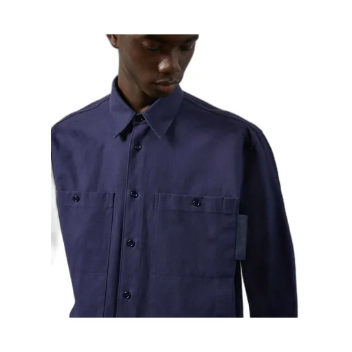Cotton canvas shirt with label