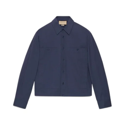 Cotton canvas shirt with label