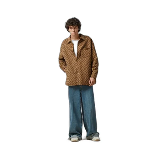 GG wool flannel padded overshirt