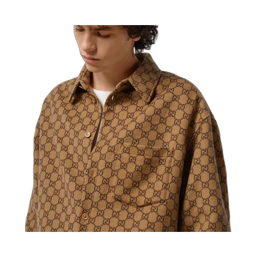 GG wool flannel padded overshirt