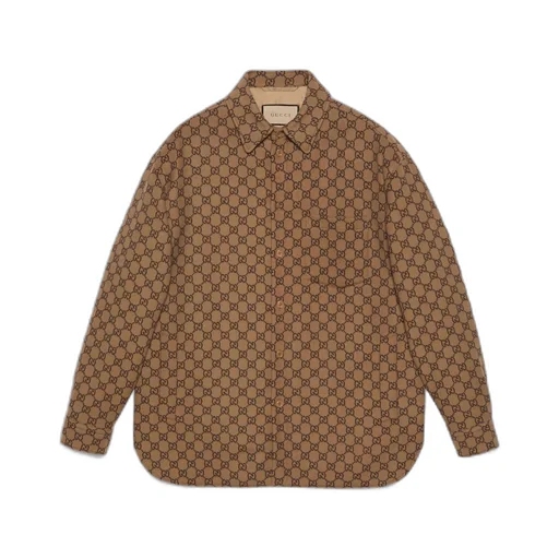 GG wool flannel padded overshirt