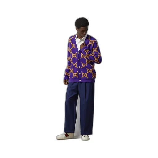 Wool twill trousers with embroidery