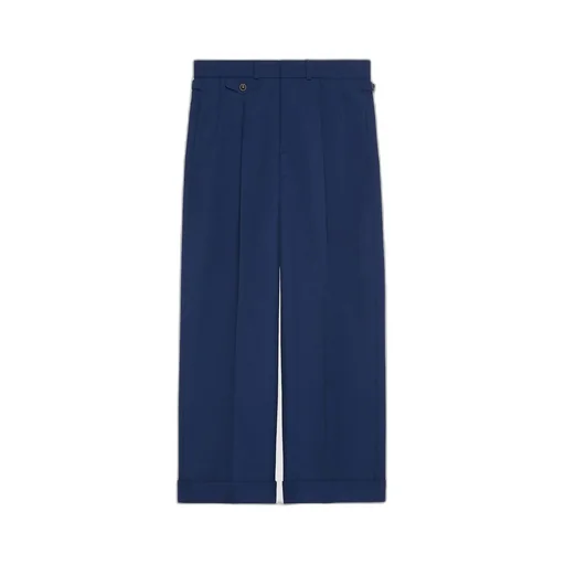 Wool twill trousers with embroidery