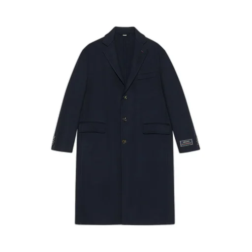 Lightweight wool coat with Web label