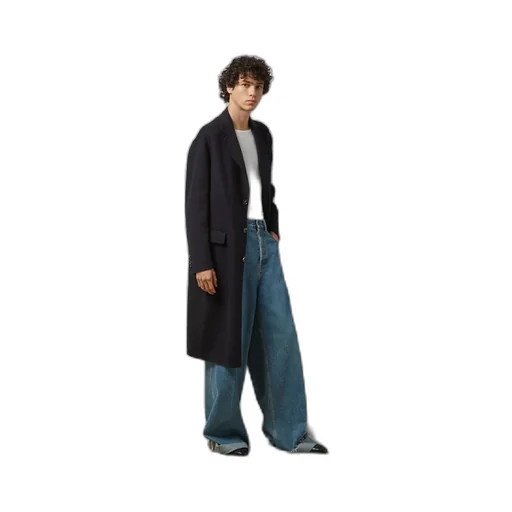 Lightweight wool coat with Web label