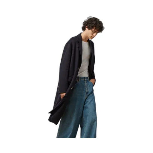 Lightweight wool coat with Web label