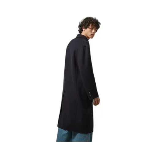 Lightweight wool coat with Web label