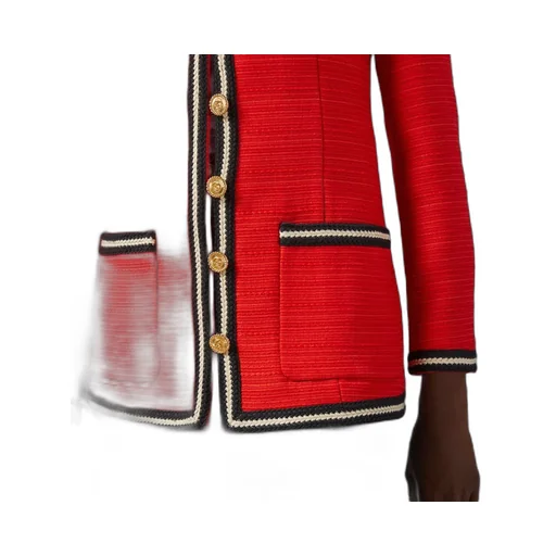 Wool jacket with braided ribbon trim