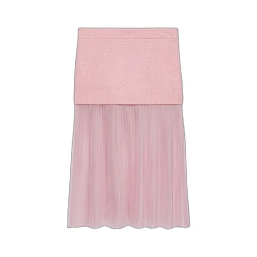 Silk tweed layered skirt