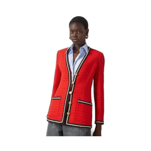 Wool jacket with braided ribbon trim