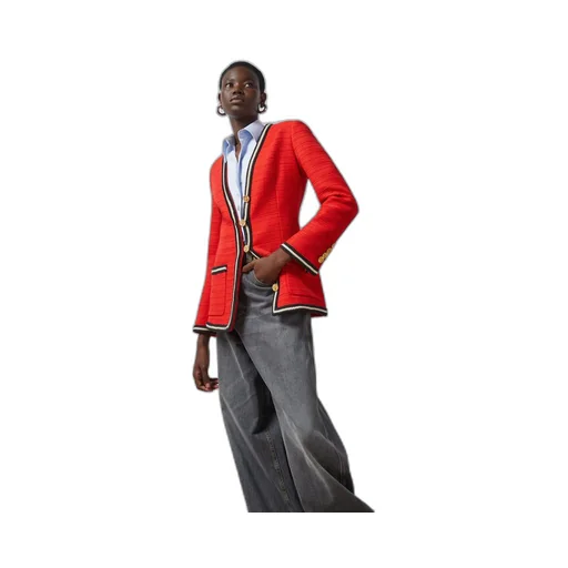 Wool jacket with braided ribbon trim