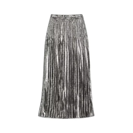 Lamé polka dot silk crêpe skirt