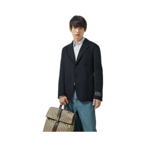 Lightweight wool jacket with Web label