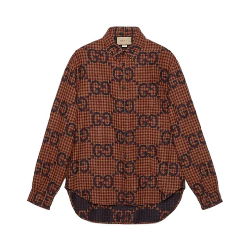 Maxi GG gingham wool shirt