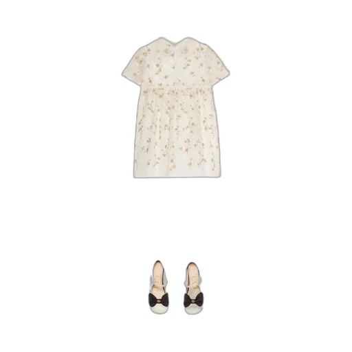 Children's embroidered silk organza dress