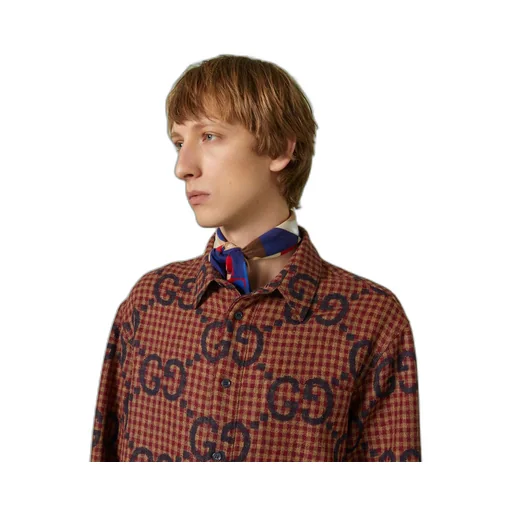 Maxi GG gingham wool shirt