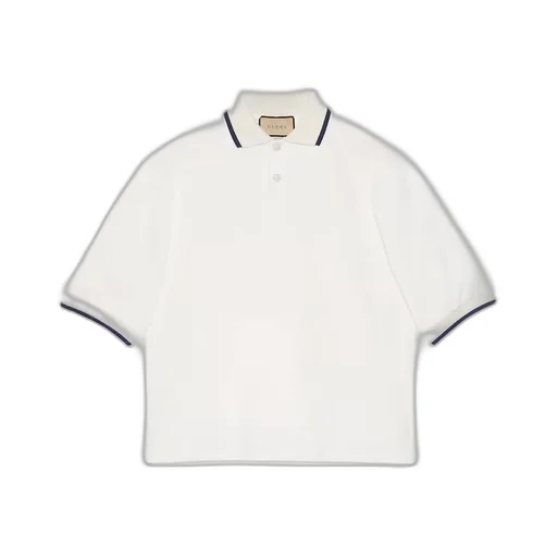 GG flocked print cotton polo top