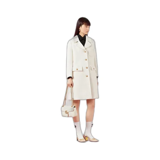 Double G embroidery wool coat