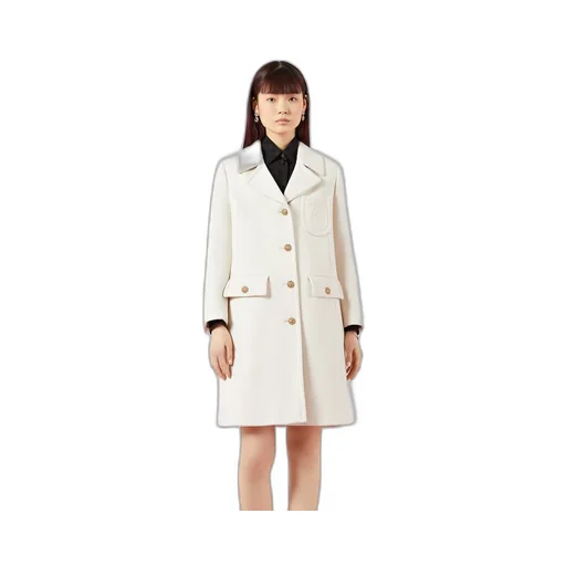 Double G embroidery wool coat
