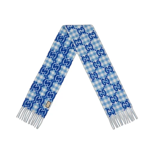 Children's check wool scarf