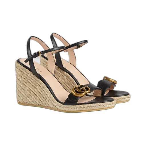 Women's leather platform espadrille