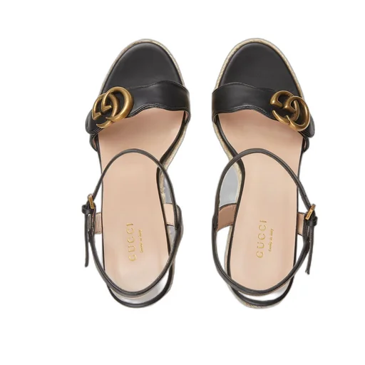 Women's leather platform espadrille