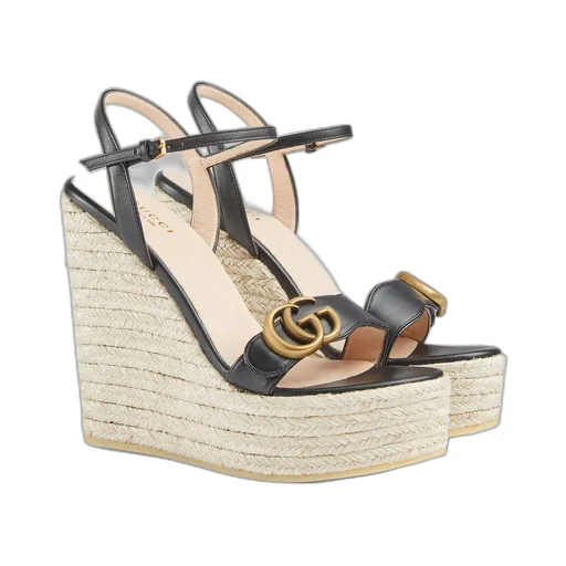 Women's leather platform espadrille