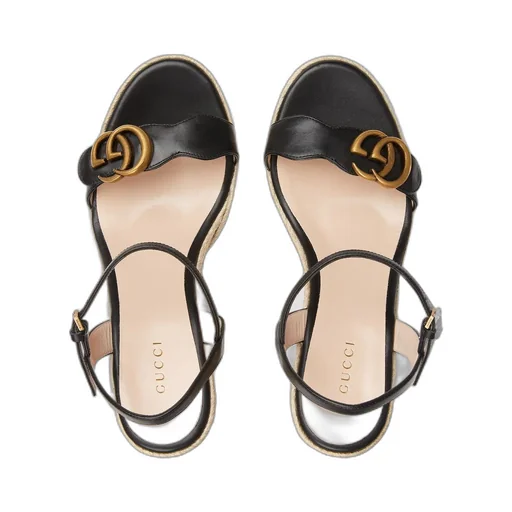 Women's leather platform espadrille