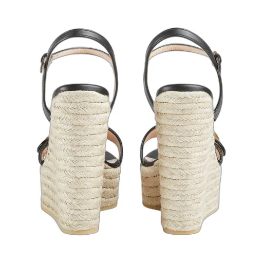 Women's leather platform espadrille