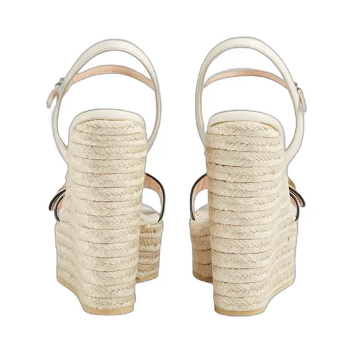 Women's leather platform espadrille