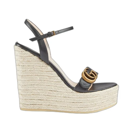 Women's leather platform espadrille