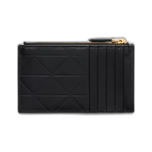Leather card holder with triangle motif