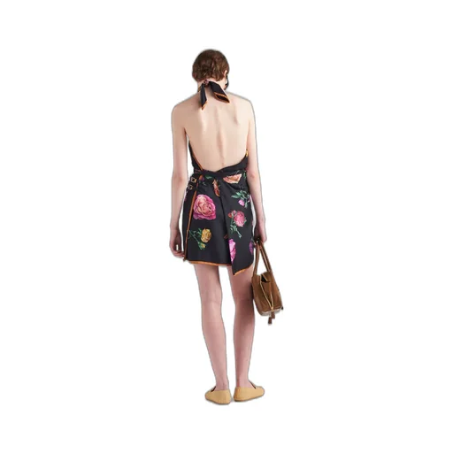 Printed silk twill mini-dress