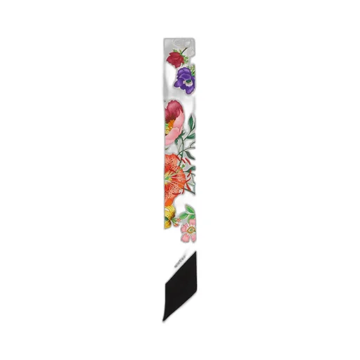 Flora print silk twill neck bow
