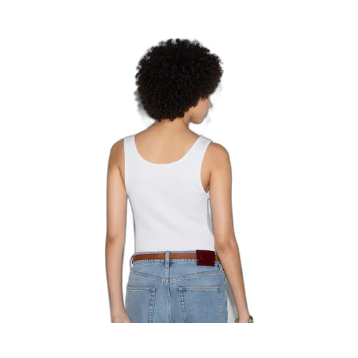 Rib cotton tank top with Gucci print