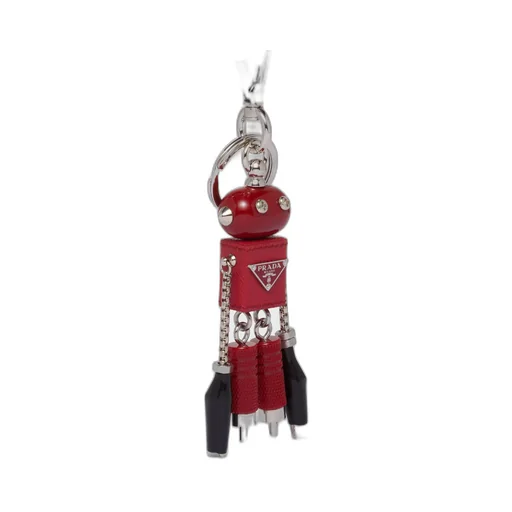 Saffiano leather robot keychain trick