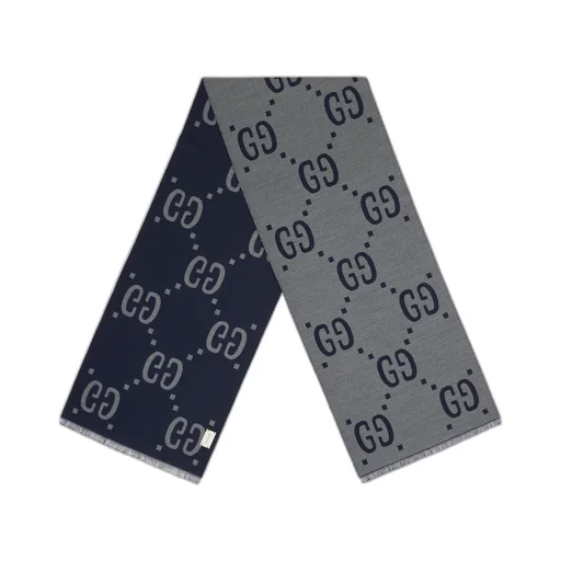 GG jacquard wool silk scarf