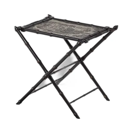 Toile de Jouy print wooden folding tray