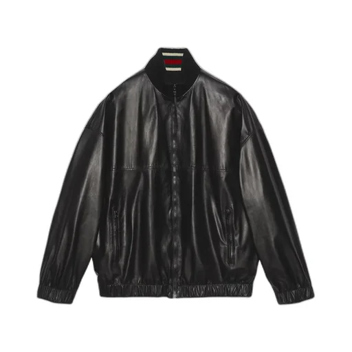 Leather bomber jacket