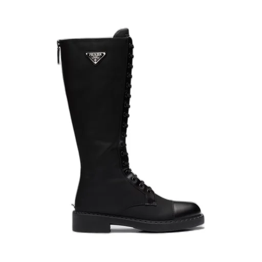 Brushed leather and Re-Nylon boots