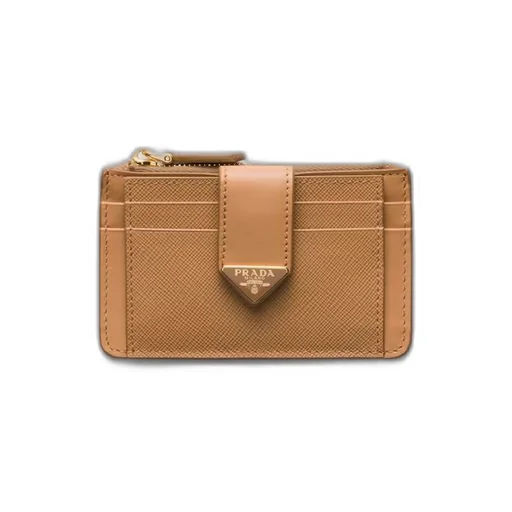 Saffiano and smooth leather card holder