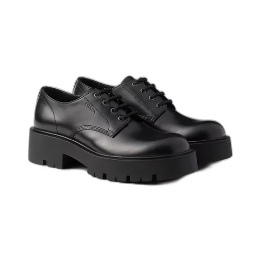Brushed leather derby shoes