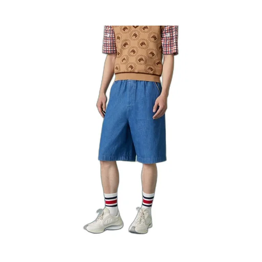 Denim shorts with G Gucci patch