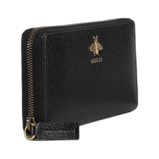 Animalier leather zip around wallet