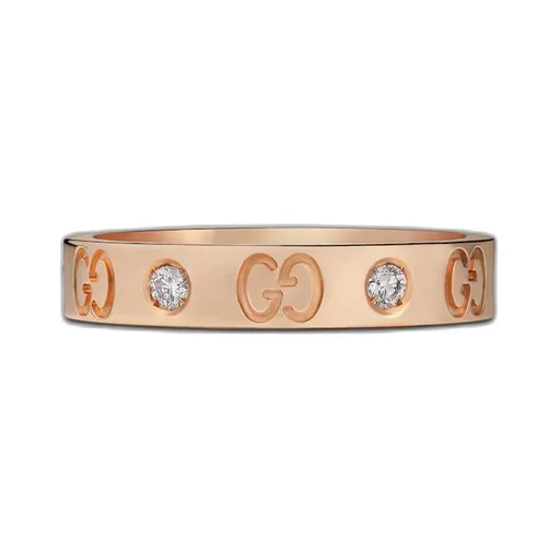 Thin rose gold diamond Icon ring