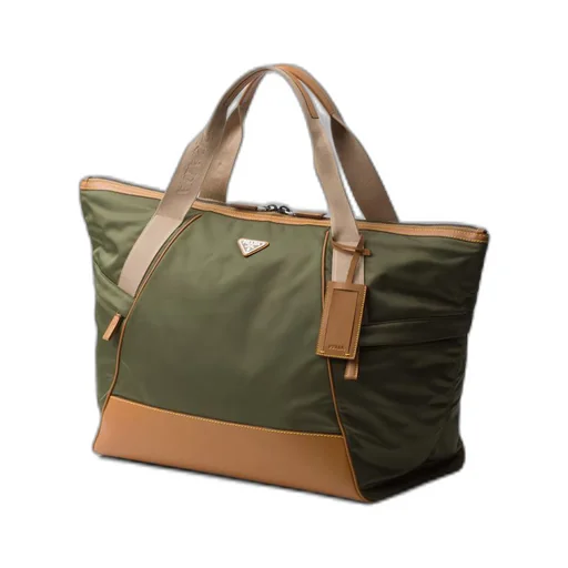 Re-Nylon and leather duffel bag