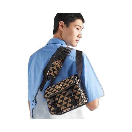Prada Symbole embroidered fabric bag